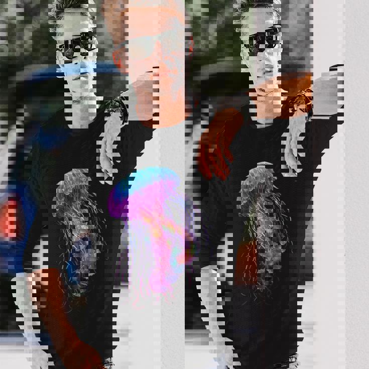 クラゲ 動物 モチーフ アート クラゲ 長袖Tシャツ 彼への贈り物