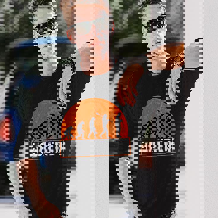 クラリネット奏者、面白いクラリネット 人類の進化 長袖Tシャツ 彼への贈り物