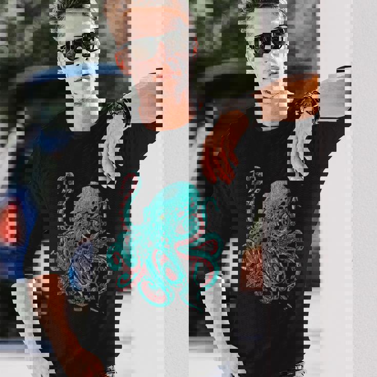 クラーケン タコ 長袖Tシャツ 彼への贈り物