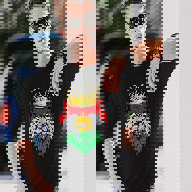 クルディスタン国旗クルド語 長袖Tシャツ 彼への贈り物