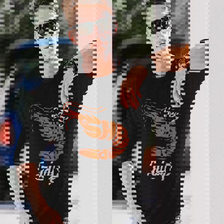 クレイジー エビ レディ シーフード ラバー ディープオーシャン アニマル エビ 長袖Tシャツ 彼への贈り物