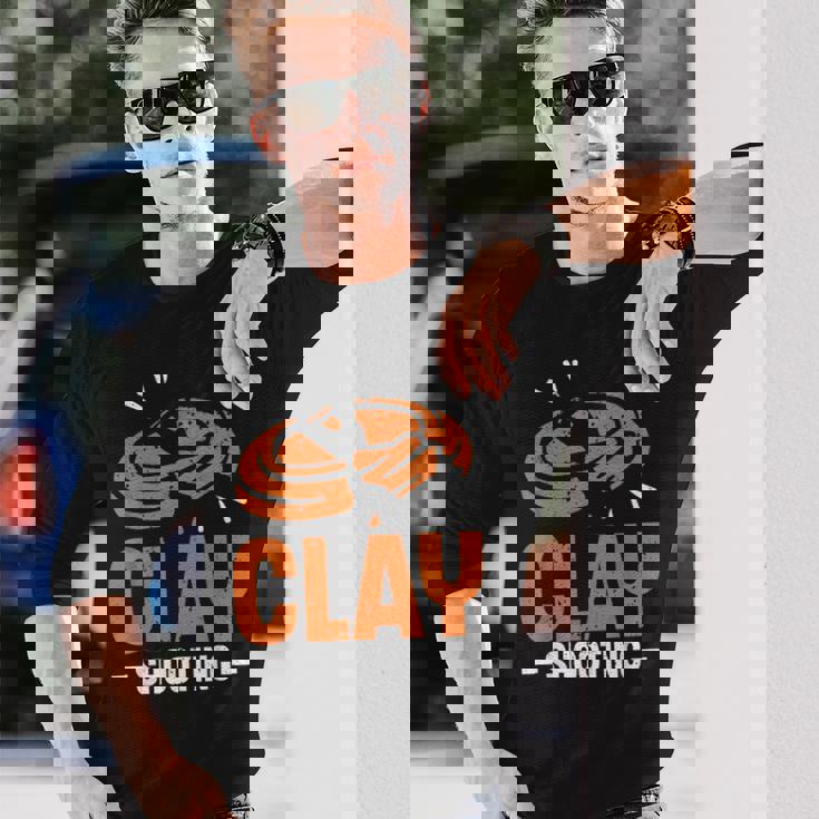 クレー射撃 トラップ からのプル ピジョン ショットガン クレー射撃 長袖Tシャツ 彼への贈り物