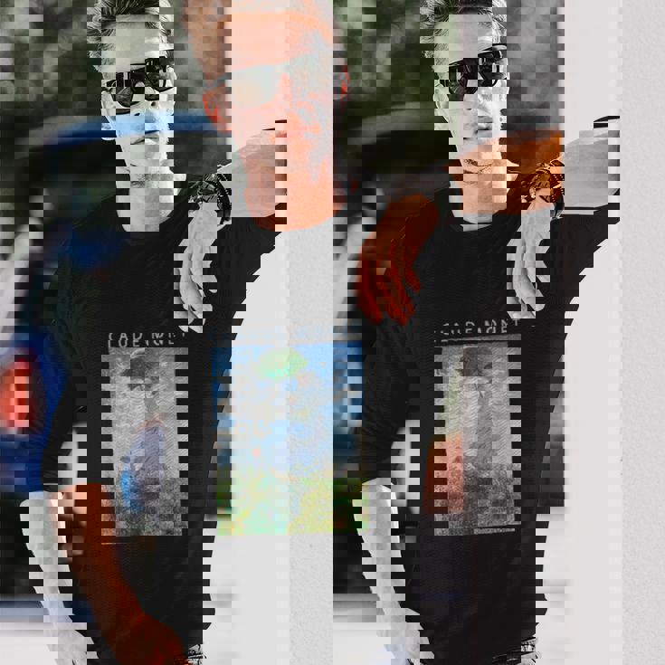 クロード モネ 面白いtシャツ アート 日傘 印象派 絵画 メンズ レディース 面白い 服 美術 油彩画 長袖Tシャツ 彼への贈り物