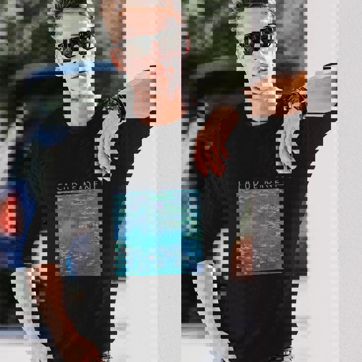 クロード モネ 面白いtシャツ 睡蓮 印象派 絵画 アート メンズ レディース 面白い 服 美術 油彩画 長袖Tシャツ 彼への贈り物