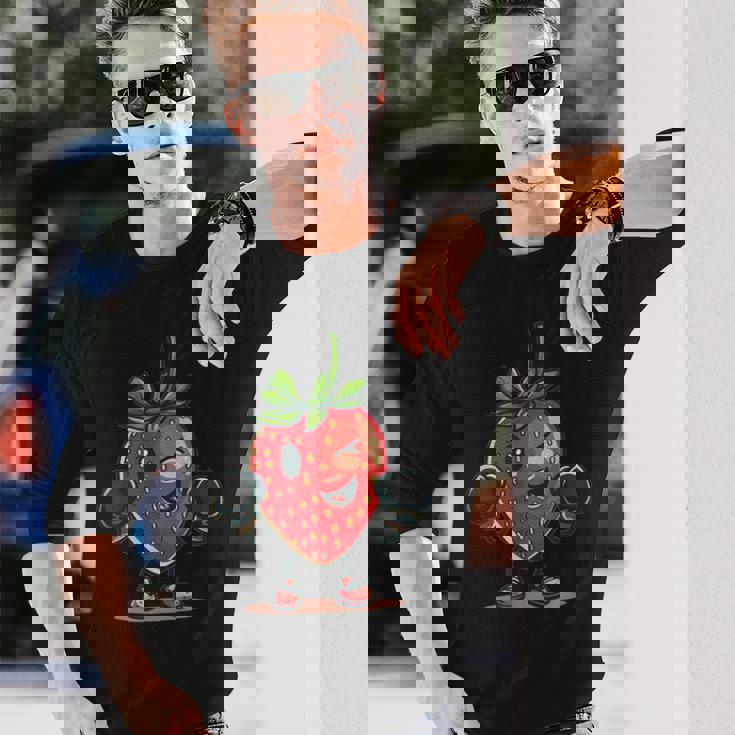 クールなボクシングストロベリーコスチューム。 長袖Tシャツ 彼への贈り物