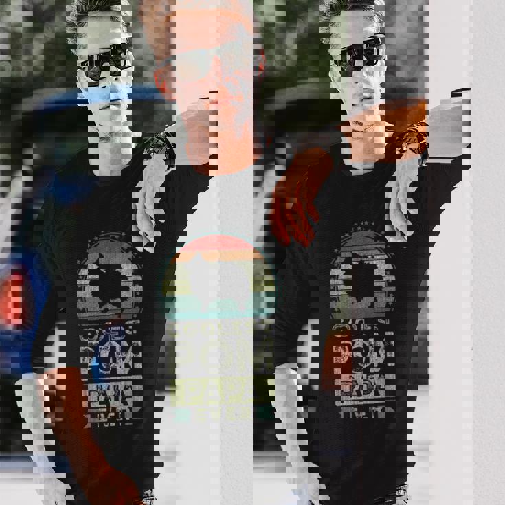 クールなポメラニアン・パパ、父の日 長袖Tシャツ 彼への贈り物