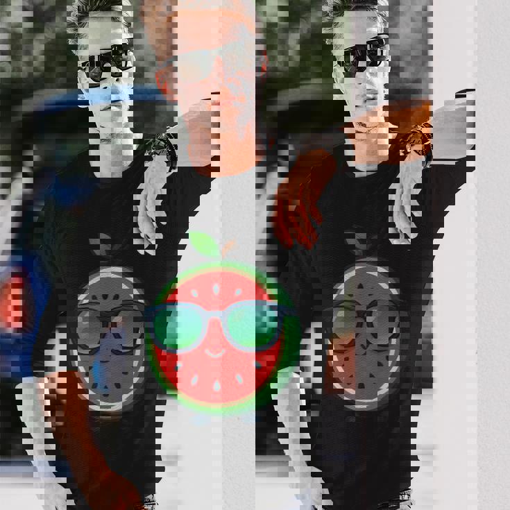 クールな漫画スイカサングラス付き 長袖Tシャツ 彼への贈り物