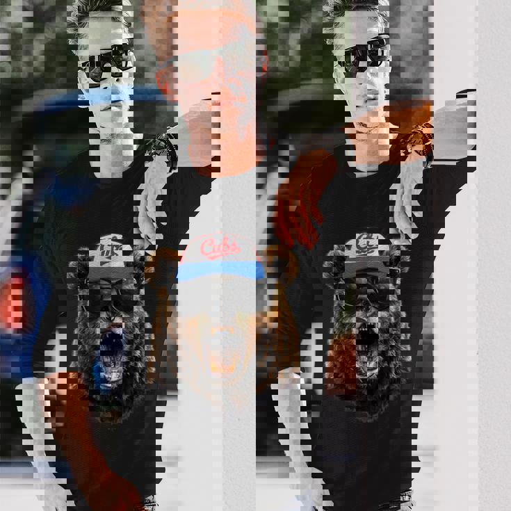 グラフィック カブス 名前 アンティーク風 80年代 カブス 名前 スタイル ギフト アイデア 長袖Tシャツ 彼への贈り物