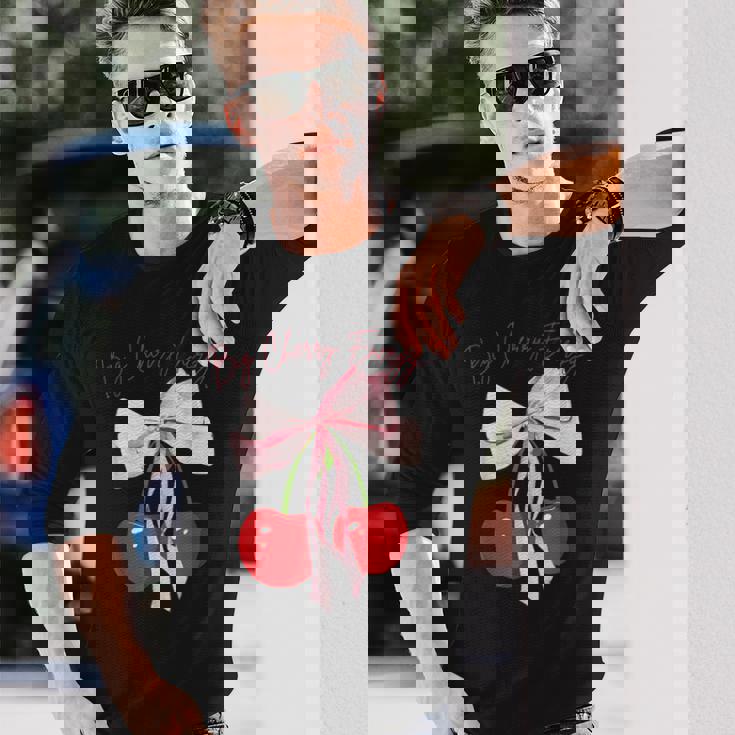 コケット さくらんぼのリボン ビッグチェリー エネルギー キュート コケット 長袖Tシャツ 彼への贈り物