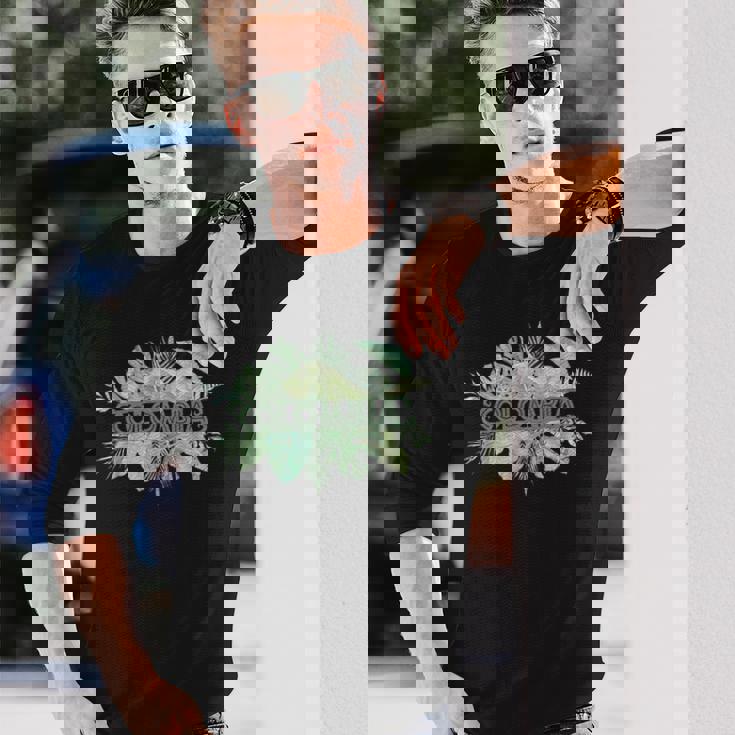 コロンビア ラテンアメリカ カリブ海 太平洋 エコツー リズム ギフト お土産 モンステラヤシ ビーチ ヤシの木 長袖Tシャツ 彼への贈り物