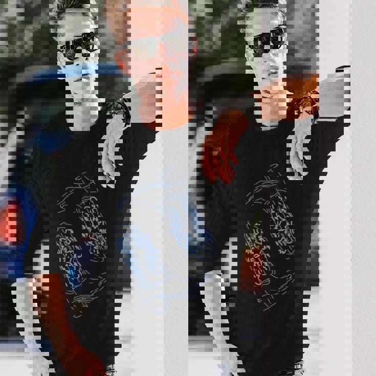 コースタル カウガール ブルー カウボーイブーツ コケット ウエスタン 長袖Tシャツ 彼への贈り物