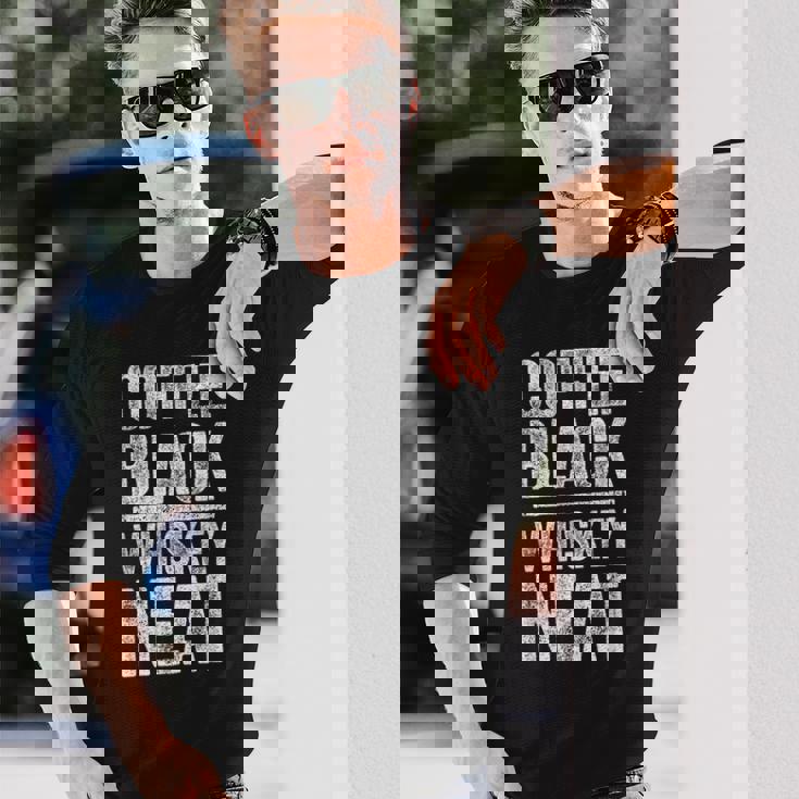 コーヒー ブラック ウイスキー きちんとしたシャツ 面白い バーボン ウイスキー スコッチ 長袖Tシャツ 彼への贈り物