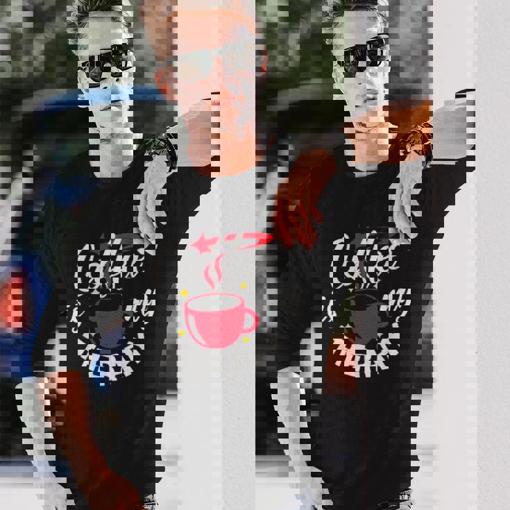 コーヒーは私のセラピー、面白いカフェイン愛好家 長袖Tシャツ 彼への贈り物