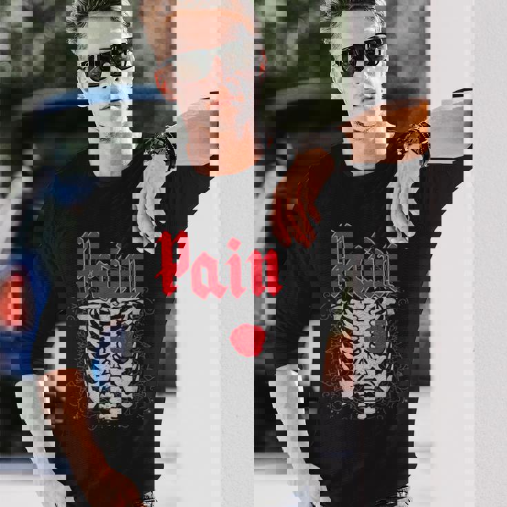 ゴシックスカルとバラ 長袖Tシャツ 彼への贈り物