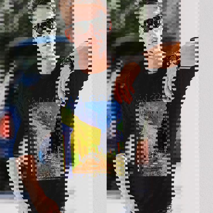 ゴッホ 夜のカフェテラス 長袖Tシャツ 彼への贈り物