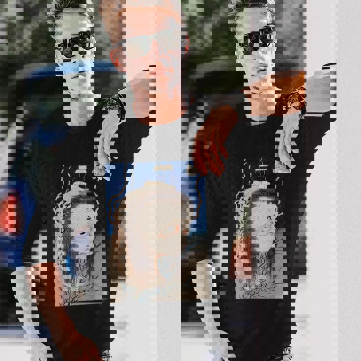 ゴースト 亡霊 霊魂 ファントム 葛飾北斎 日本美術 ハロウィン 妖怪 提灯お岩 百物語 お岩さん 百物語 長袖Tシャツ 彼への贈り物