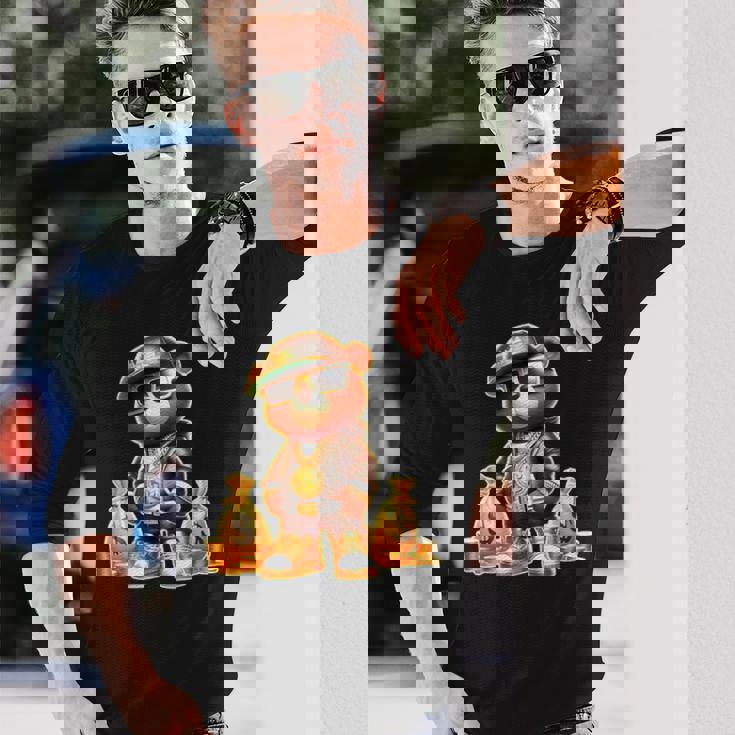 ゴールデンテディベア ボスマネーバッグ ゴールデンコイン&チェーン 長袖Tシャツ 彼への贈り物