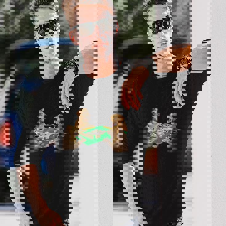 ゴールデンレトリバー イヌ 麻雀 面白いtシャツ 犬 メンズ おもしろ 面白い 服 おもしろグッズ ネタ 長袖Tシャツ 彼への贈り物