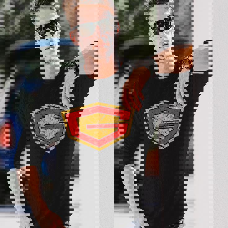 サイエンス忍者チーム ガッチャマン ビンテージアニメーションシリーズロゴ 長袖Tシャツ 彼への贈り物