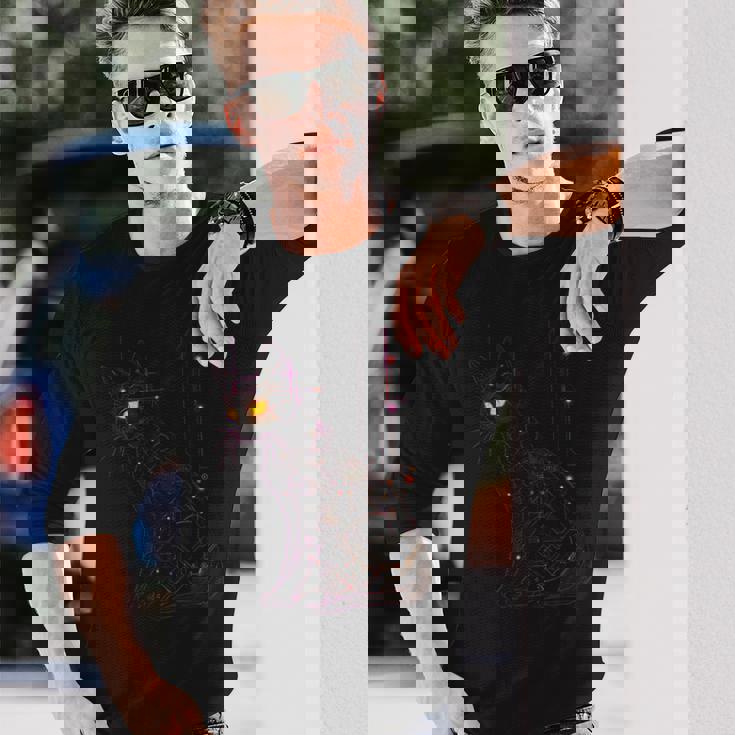 サイバネティックな強化を施したビクトリア朝のゴシック サイバーパンク猫 長袖Tシャツ 彼への贈り物