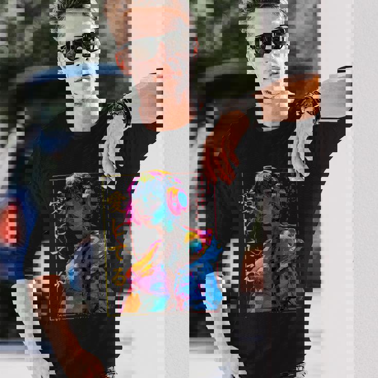 サイバーパンク・アニメ・ガール 長袖Tシャツ 彼への贈り物