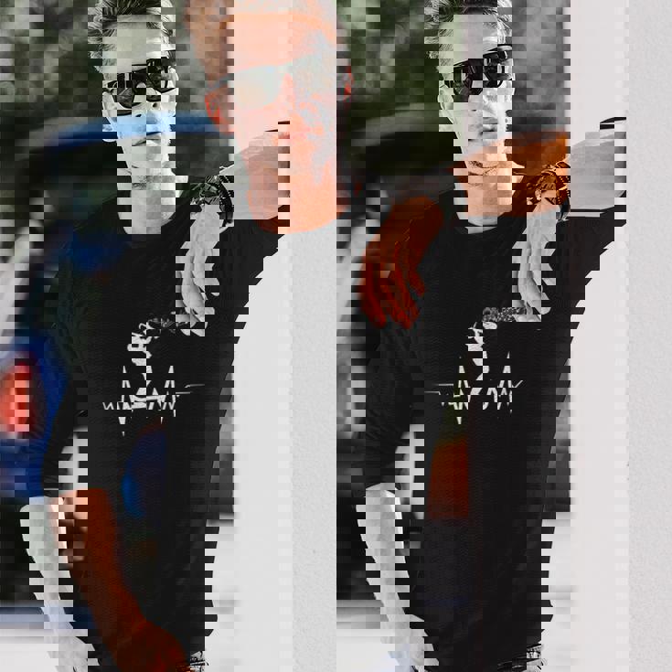 サックス ハートビート ミュージシャン向けのクールなデザイン 長袖Tシャツ 彼への贈り物