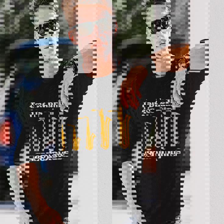 サックス奏者のための面白いサックスミームまたはサックスジョーク 「Axophone Joke 」 長袖Tシャツ 彼への贈り物