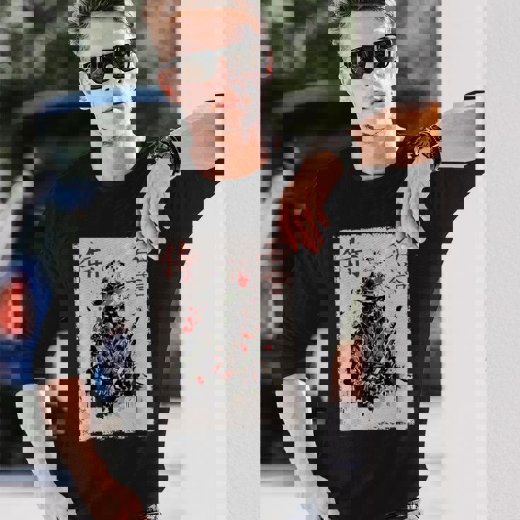 サムライ戦士 カエル グラフィック カッコいい 日本美術 カエル 長袖Tシャツ 彼への贈り物