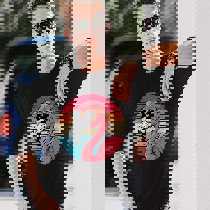 サングラス ヴィンテージ フラミンゴ 70年代 80年代 90年代 面白い フラミンゴ 長袖Tシャツ 彼への贈り物