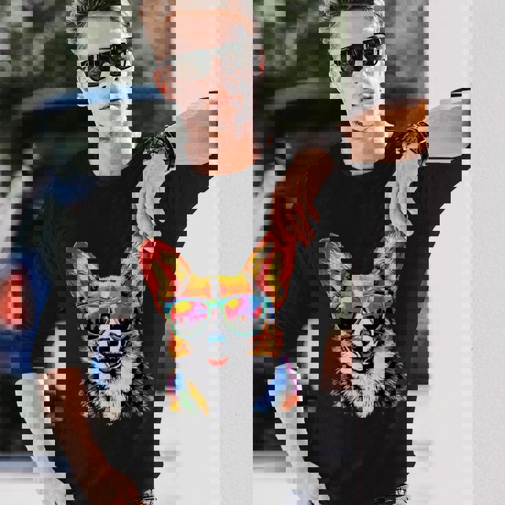 サングラスとコーギー ウェルシュ・コーギー犬 甘いウェルシュ・コーギー 長袖Tシャツ 彼への贈り物