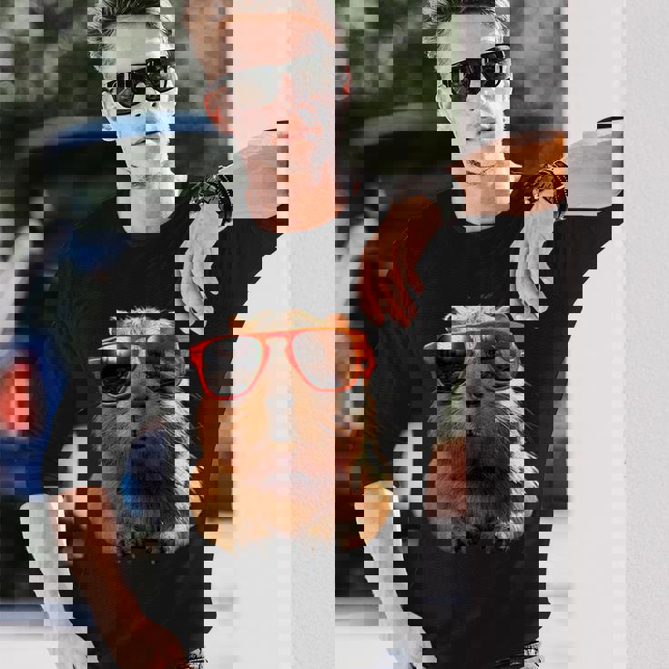 サングラスをかけたカピバラ Be Capy カピバラ げっ歯類 Capybara 長袖Tシャツ 彼への贈り物