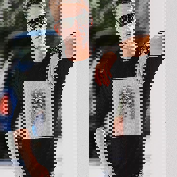 サングラスをかけたキャバリア 長袖Tシャツ 彼への贈り物