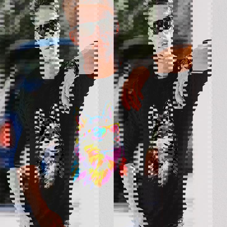 サングラスをかけたハスキー犬 私はシベリアンハスキーが大好きです。 長袖Tシャツ 彼への贈り物