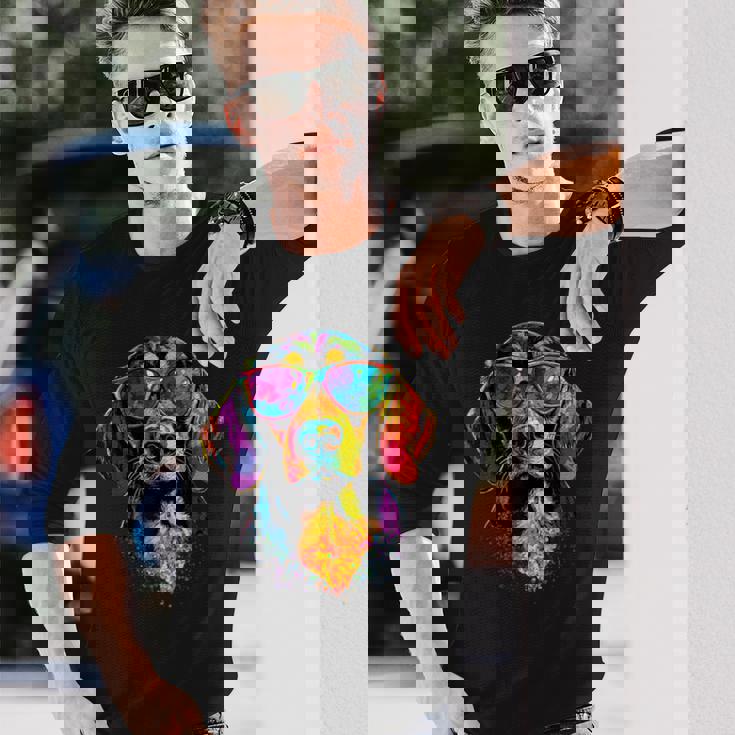 サングラスをかけたビーグル ビーグル子犬 かわいい イングリッシュビーグル 長袖Tシャツ 彼への贈り物