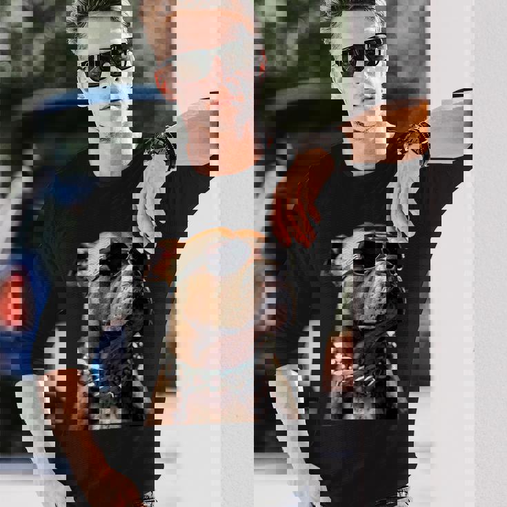 サングラスをかけたピットブル アメリカン・ピット・ブル・テリア 長袖Tシャツ 彼への贈り物