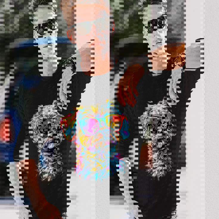 サングラスをかけたマルチーズ マルチーズ犬は甘いマルチーズが大好き 長袖Tシャツ 彼への贈り物