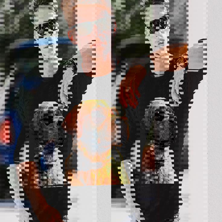 サングラスをかけたラブラドール・レトリバー 愛犬ラブラドール 長袖Tシャツ 彼への贈り物