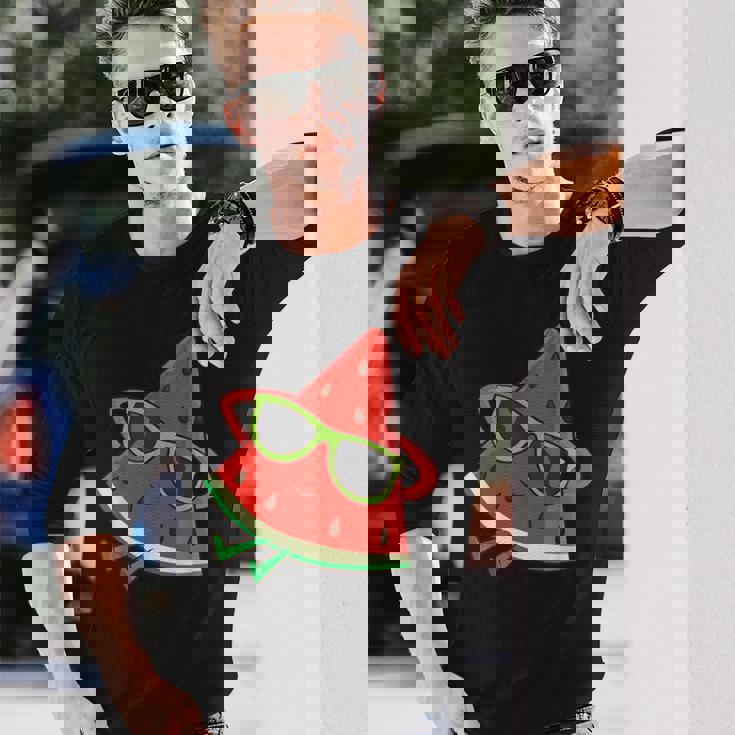 サングラス面白いスイカとスイカの夏のメロン 長袖Tシャツ 彼への贈り物