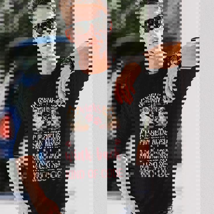 シベリアの森の猫猫の愛を言う面白い猫 長袖Tシャツ 彼への贈り物