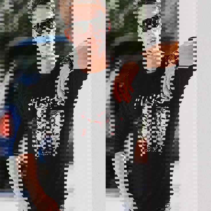 シベリアンハスキーパワーすごいかわいいハスキー 長袖Tシャツ 彼への贈り物