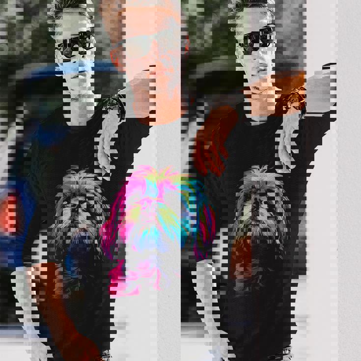 シーズー グラフィック ペット イラスト 犬 シーズー 長袖Tシャツ 彼への贈り物