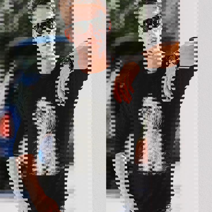 シーズー 犬 グラフィック ペット イラスト シーズー 長袖Tシャツ 彼への贈り物