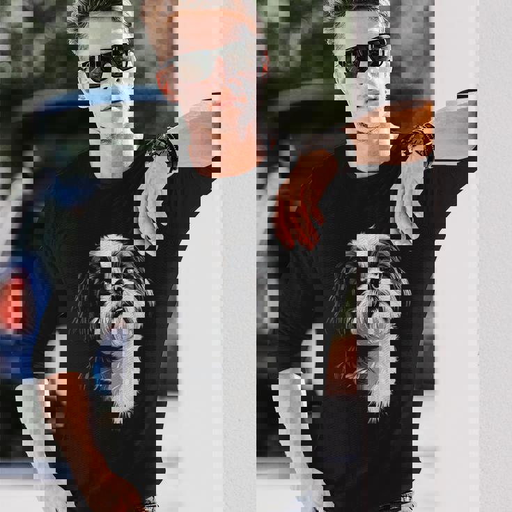 シーズー 犬 モチーフ ペット イラスト シーズー 長袖Tシャツ 彼への贈り物