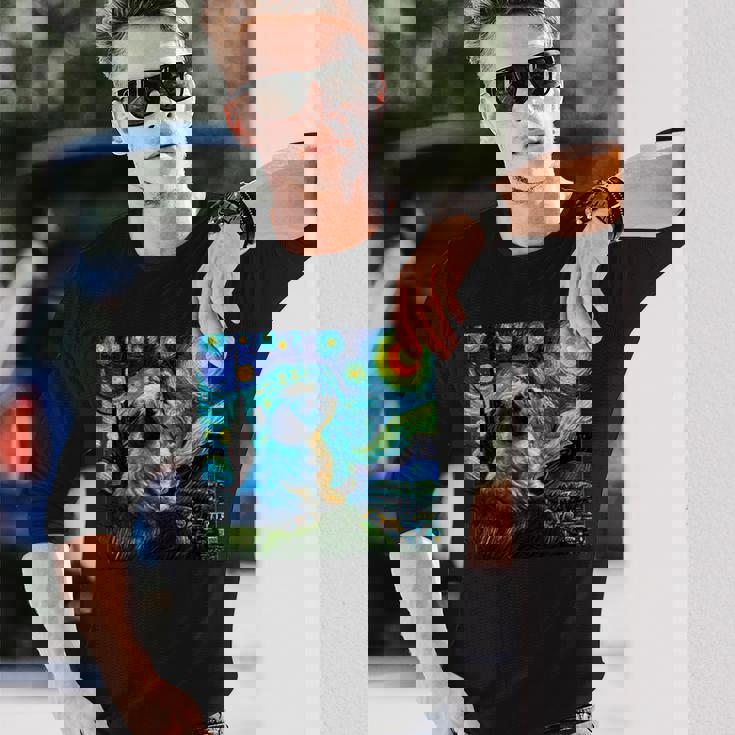 シーズー 面白いtシャツ 犬 ゴッホ 星月夜 かわいい メンズ 子供 おもしろ 服 グッズ ネタ 長袖Tシャツ 彼への贈り物