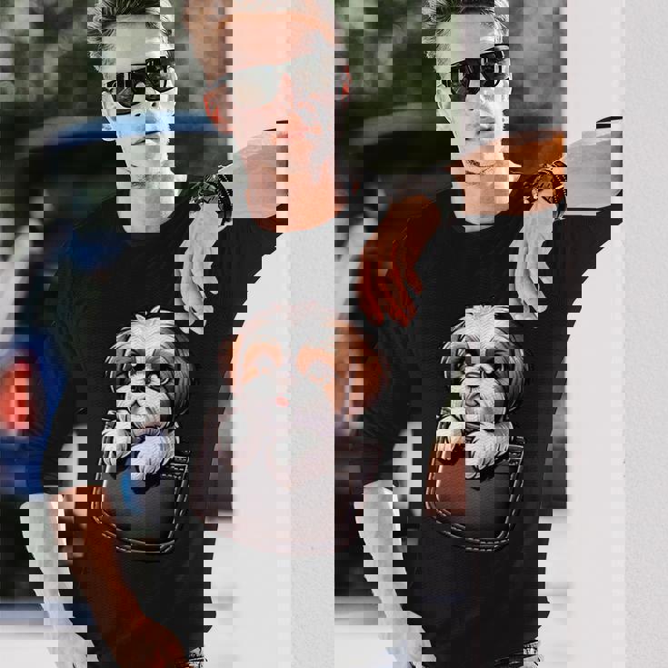 シーズーインポケット シーズー犬好き 長袖Tシャツ 彼への贈り物