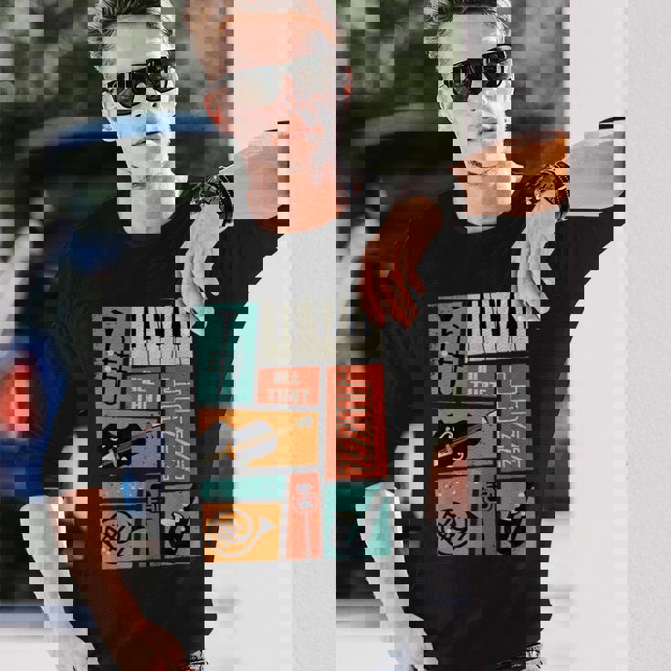 ジャズ音楽-レトロヴィンテージピアノジャズ 長袖Tシャツ 彼への贈り物