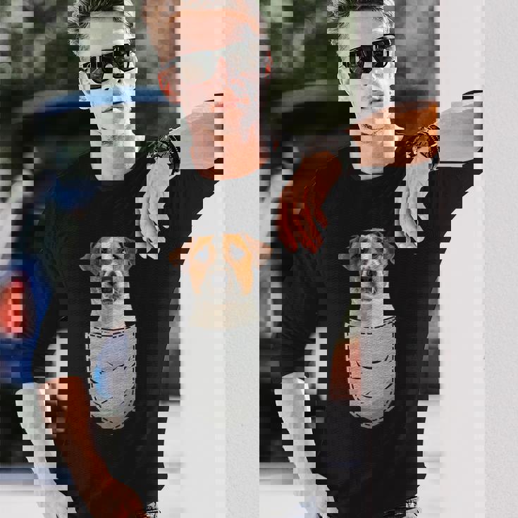 ジャックラッセルテリア Jrt チェストバッグ ポケットドッグオーナー 長袖Tシャツ 彼への贈り物