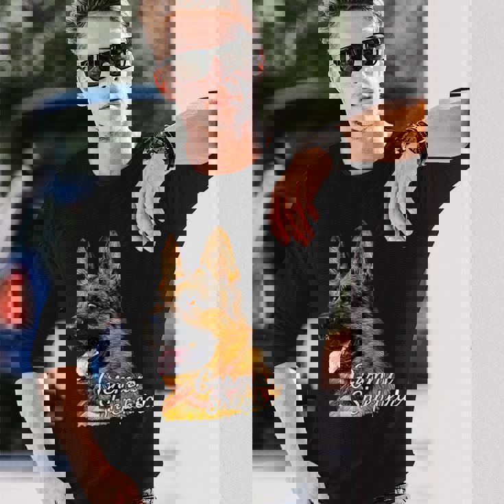 ジャーマンシェパード犬 愛国的なジャーマンシェパード警察犬 長袖Tシャツ 彼への贈り物