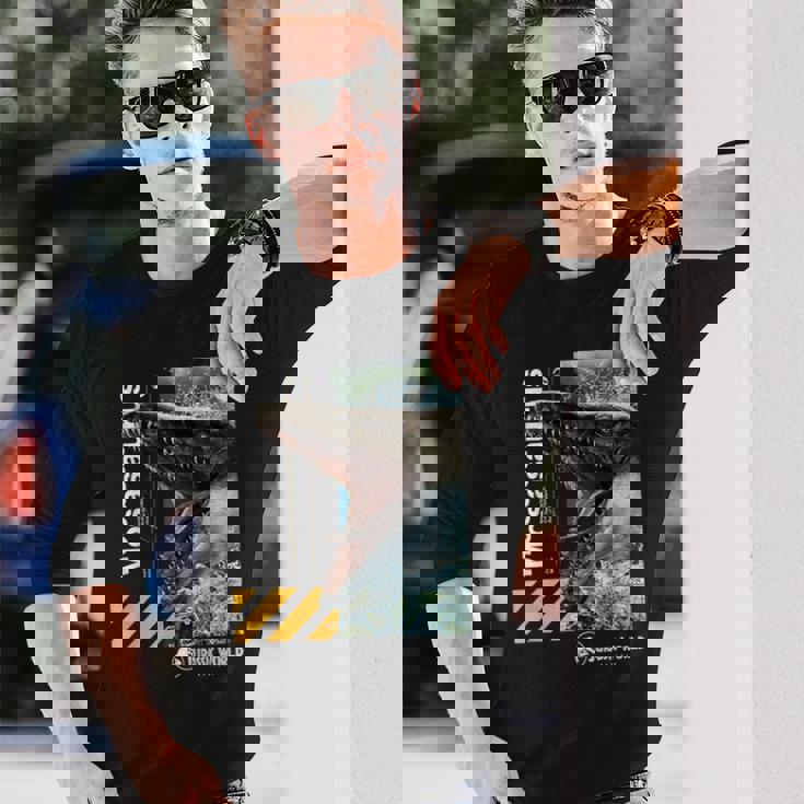 ジュラシック・ワールド再生モササウルス 長袖Tシャツ 彼への贈り物