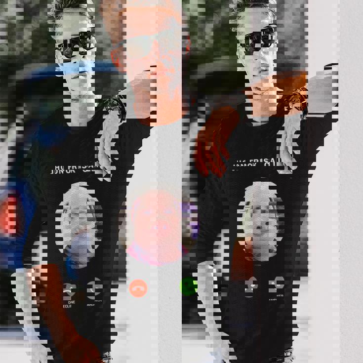 ジョン・ポークがファニー・アンサー・コール・フォンに電話をかけている 長袖Tシャツ 彼への贈り物